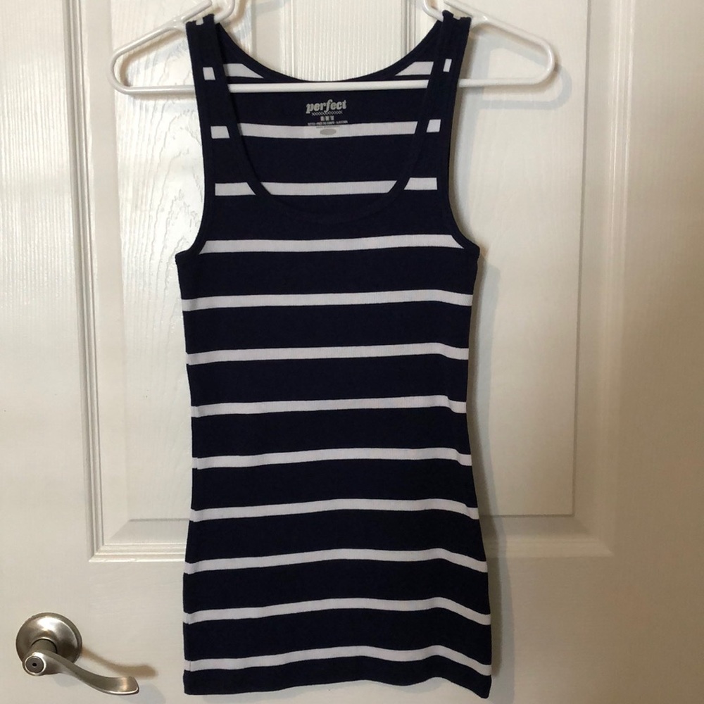 Old Navy Ribbed Tank Top, Navy and White